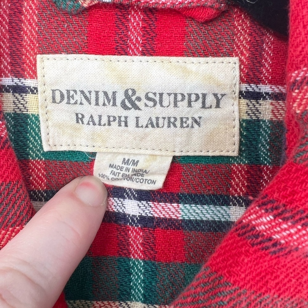 NWT Denim & Supply Ralph Lauren button up shirt Men US M red green plaid flannel - Picture 4 of 11
